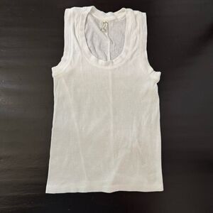 Free People Intimately Free U-Neck Tank White Ribbed Top Undershirt Women’s XS